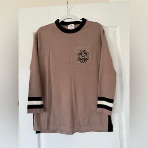 Marley Lilly - Tan and Black Monogram Sweater - Size S/M